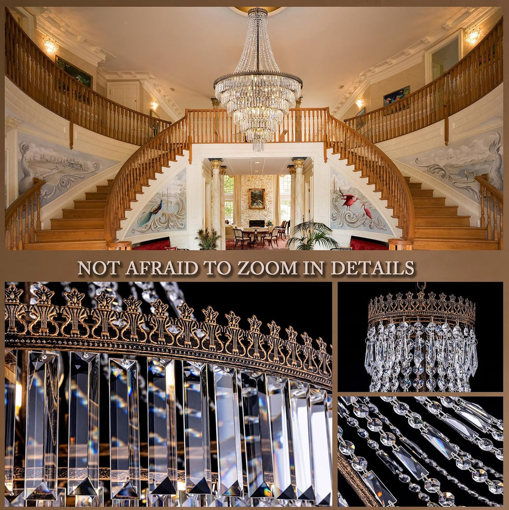TOCHIC French Empire Crystal Chandelier 34" W Large High Ceiling Chandelier