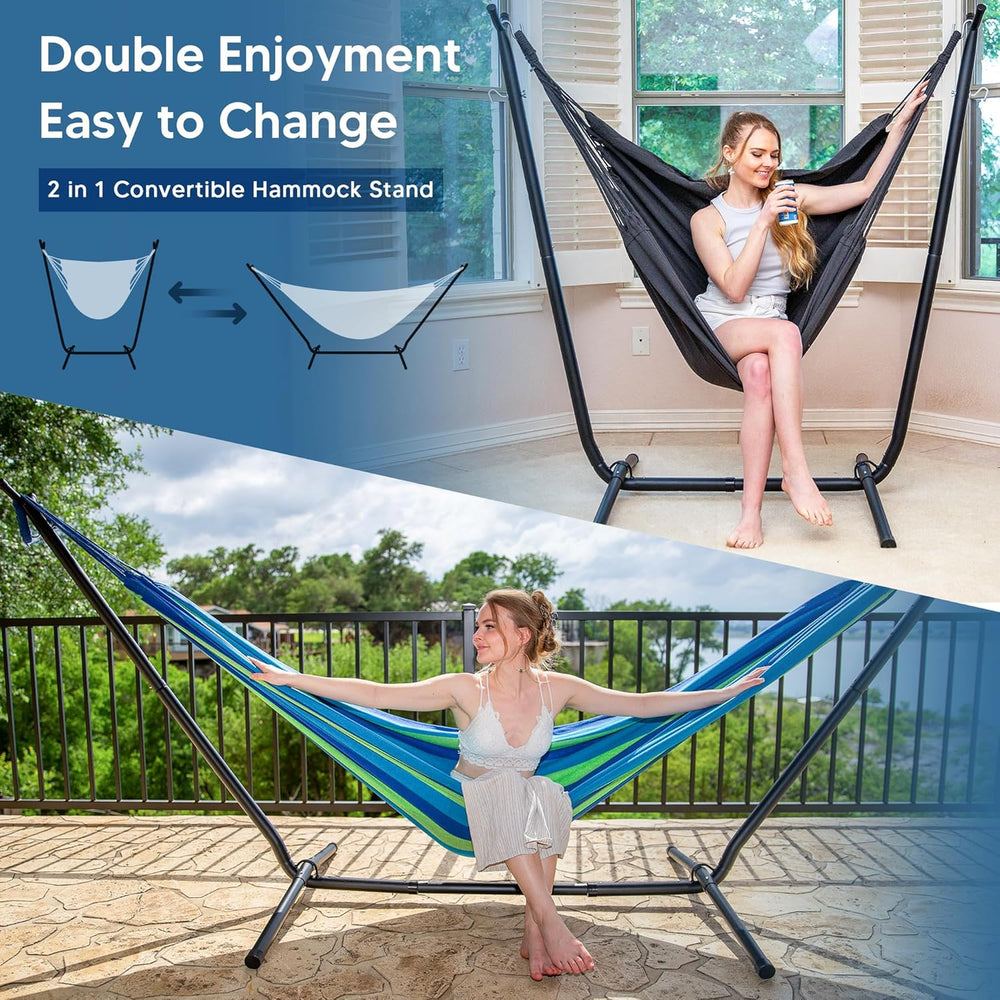 SUNCREAT 2-in-1 Convertible Swing Chair with Stand Included, Outdoor Hammocks...