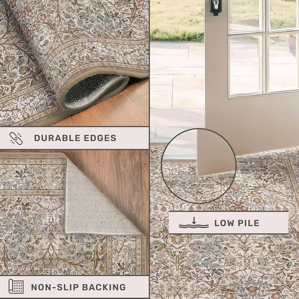 Vintage 4x6 Entryway Rug, Washable Area Rugs for Mudroom, Bedside Rugs Bedroo...
