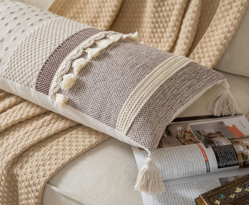 Caflife Boho Lumbar Throw Pillow Cover 14X36 Long Decorative Pillows for Bed,...