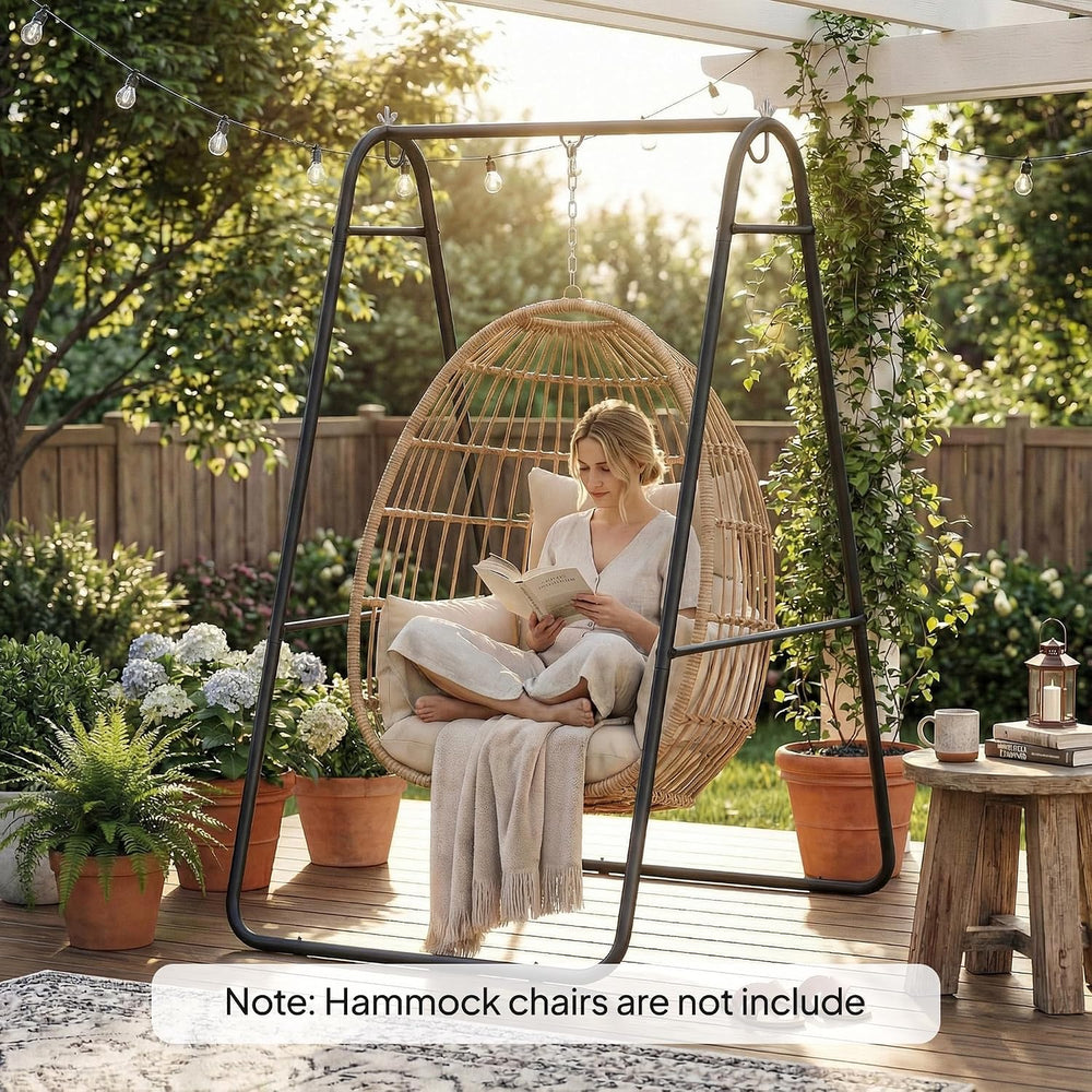 Outsunny Hammock Chair Stand Only Heavy Duty A-Frame for Hammock Black