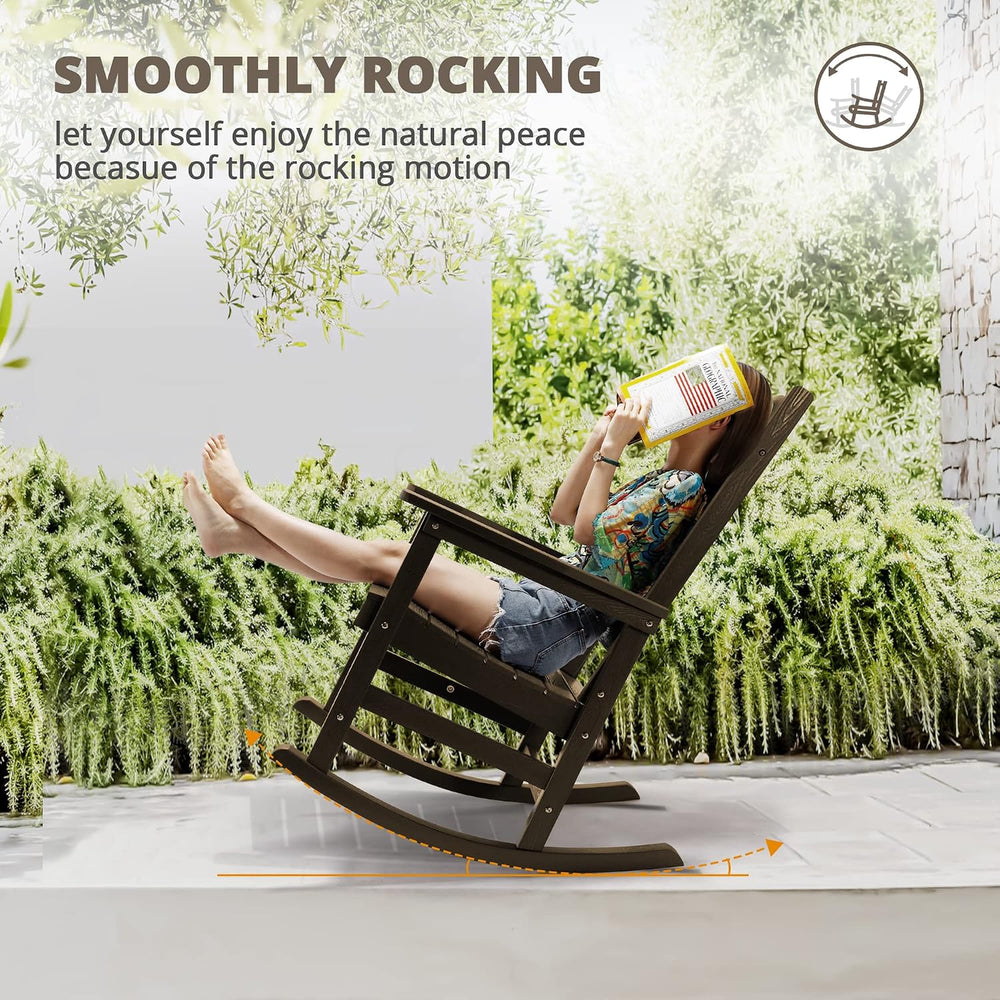 LUE BONA Outdoor Rocking Chairs Set of 2, Weather Resistant HDPS Poly Rocker ...