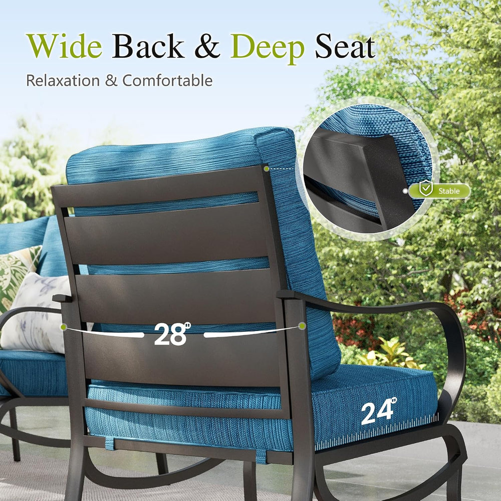 Sophia & William Patio Furniture Set with Fire Pit Table, Peacock Blue