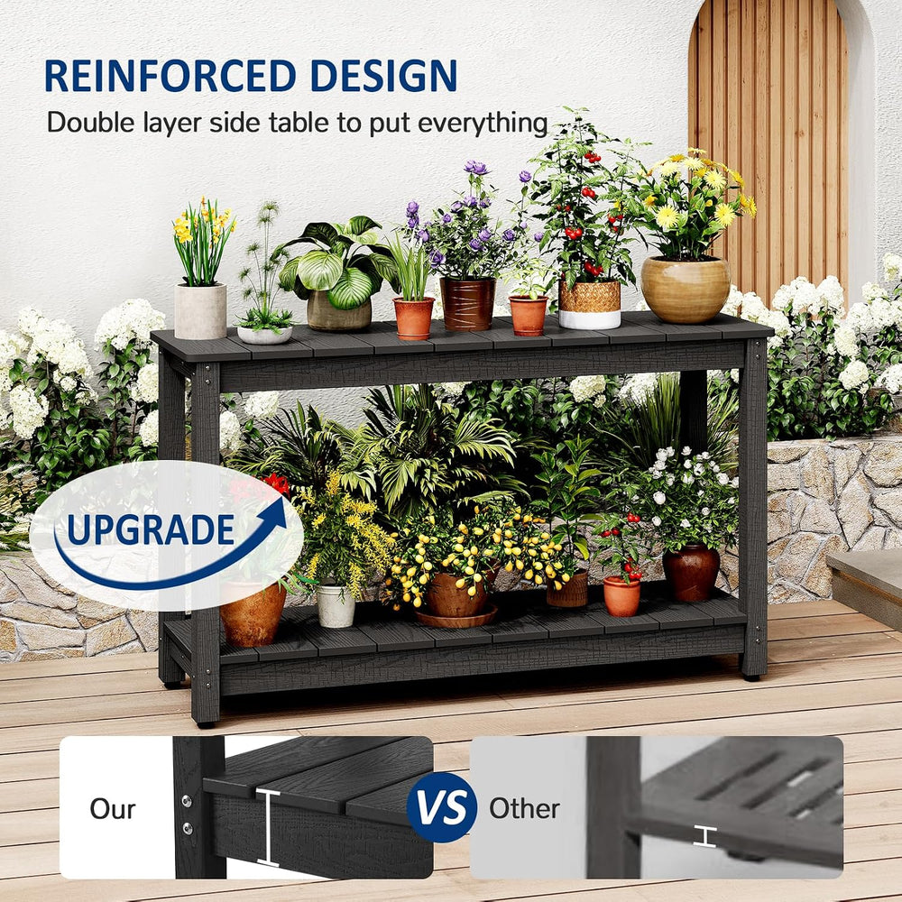 Outdoor Console Table, 48" Weather Resistant HIPS Patio Side Table