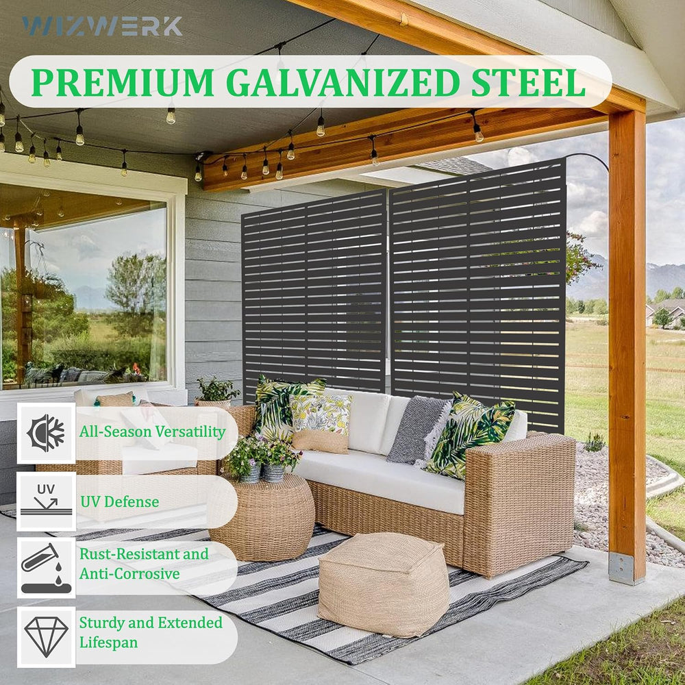6FT Outdoor Metal Privacy Screen – Decorative Privacy Fence and Room/Garden D...