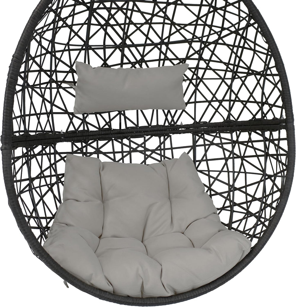 Sunnydaze Caroline Hanging Resin Wicker Egg Chair - 265-Pound Weight Capacity...