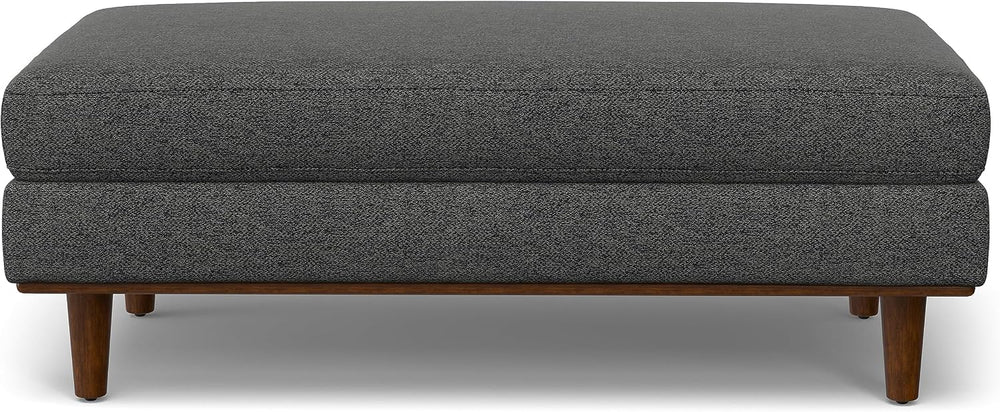 SIMPLIHOME Morrison 49" Wide Woven-Blend Fabric Ottoman in Charcoal Grey