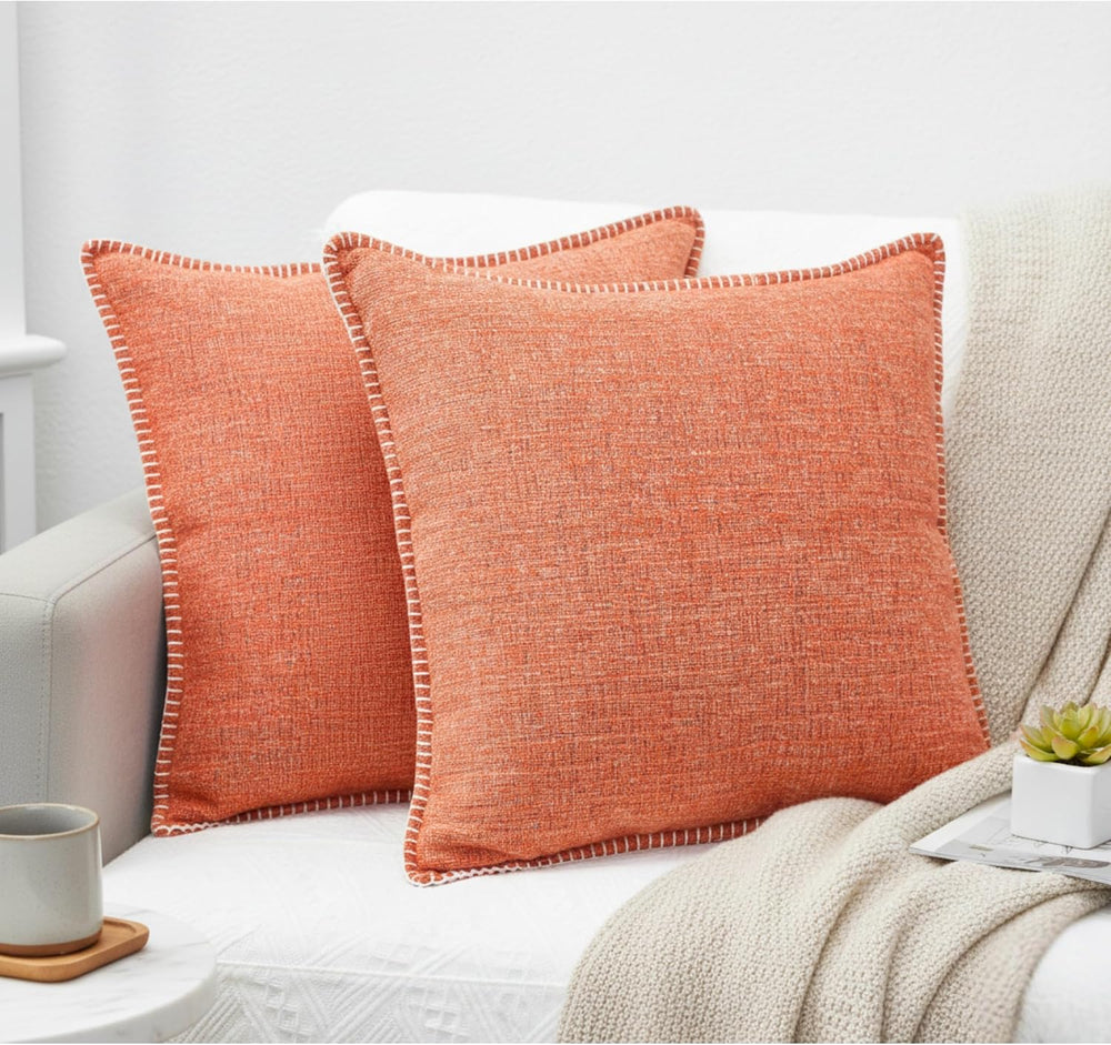 26x26 Pillow Covers Set of 2 Orange, Extra Large Throw Pillow Covers for Couc...