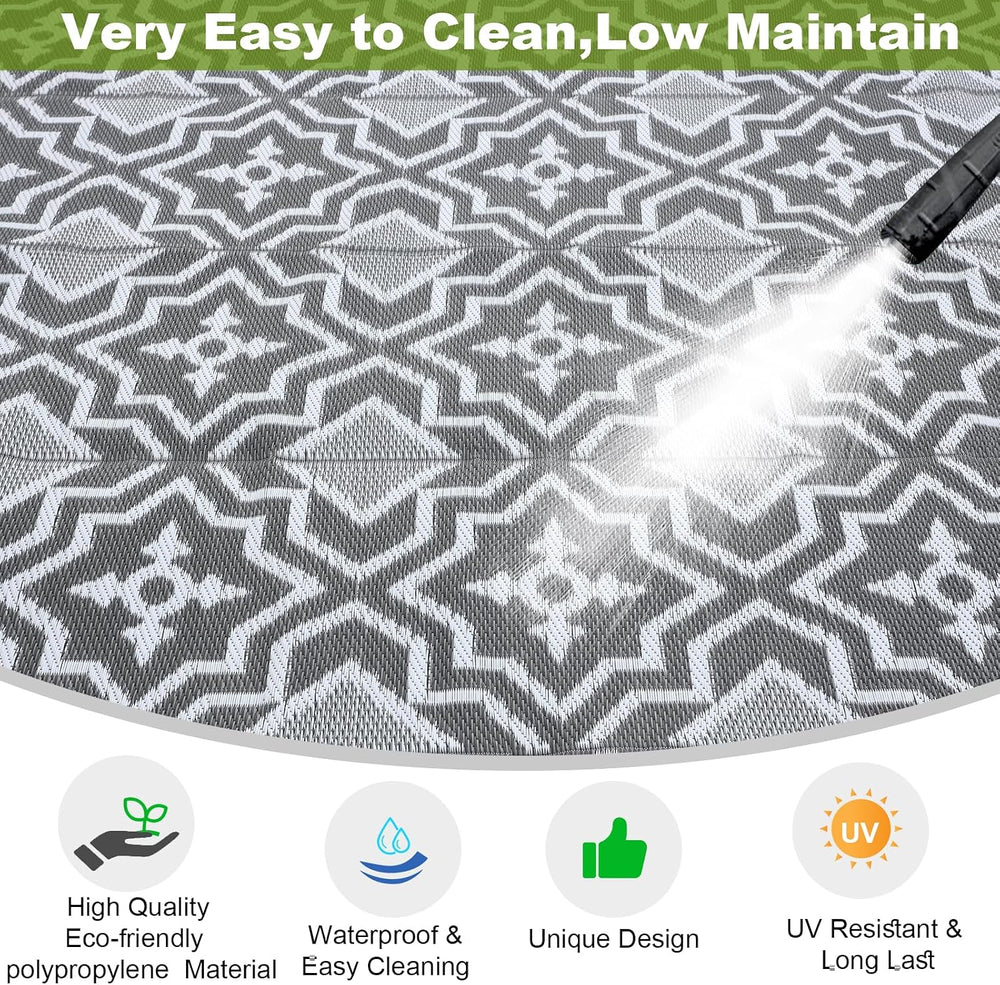 Alfolo Outdoor Rug 9x12 for Patios Clearance,Outdoor Plastic Straw Rug,Waterp...