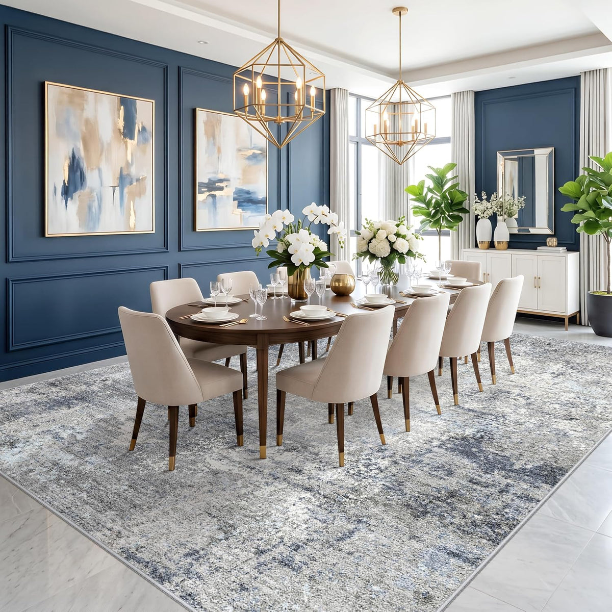 10x14 area rug for living room, washable modern, close-up detail