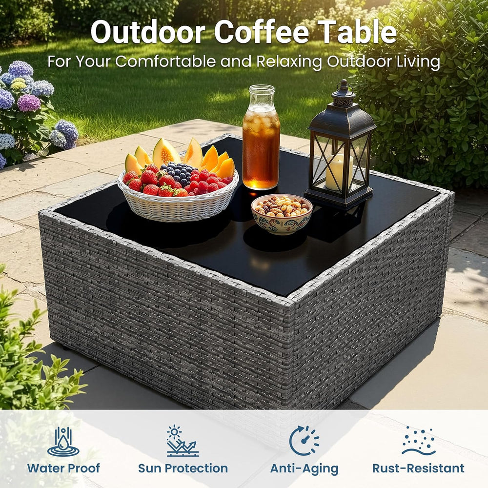 Wisteria Lane 7 Pieces Wicker Patio Furniture Set, All-Weather Patio Sectiona...