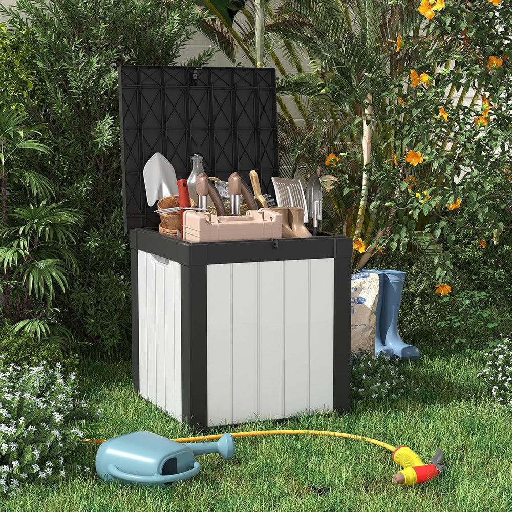 PatioZen 50 Gallon Resin Deck Box, Lockable Patio Outdoor Storage Box for Fur...