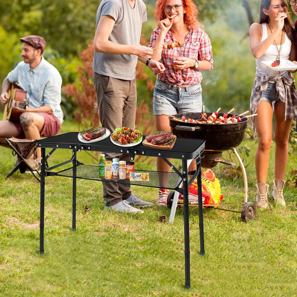 3ft Folding Camping Table with 3 Adjustable Height Max 27.3 Inch