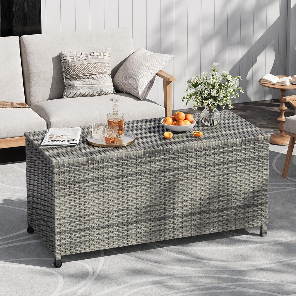 Garvee 125 Gallon Large Deck Box Waterproof PE Rattan