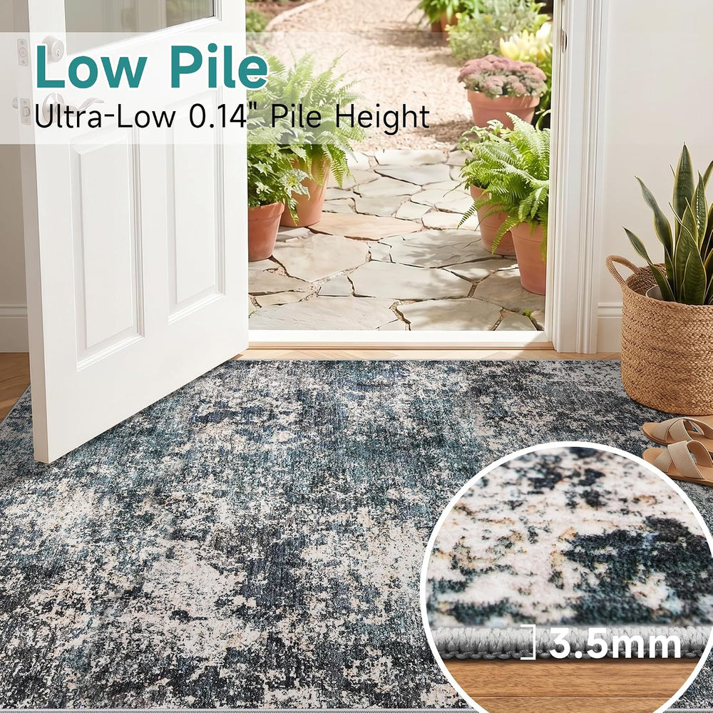 Area Rug 12x15 Living Room: Washable Low Pile Stain Resistant Indoor Carpet