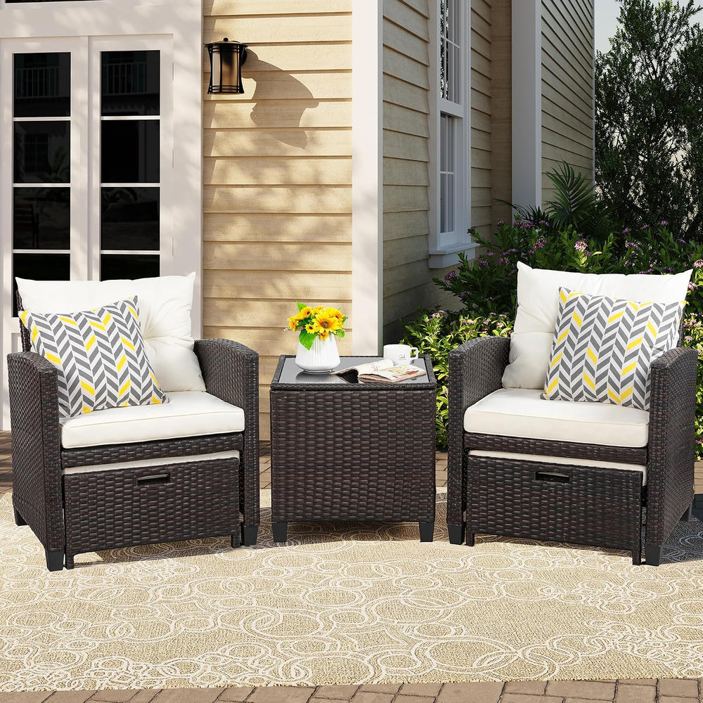 Vongrasig Patio Chair with Ottoman, 5 Pieces Patio Furniture Set Small Balcon...