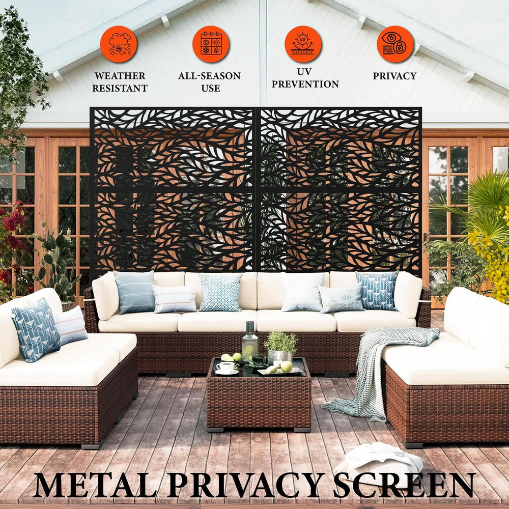 GarveeLife Metal Privacy Screen 72" h x 47" w, Outdoor Privacy Scre...