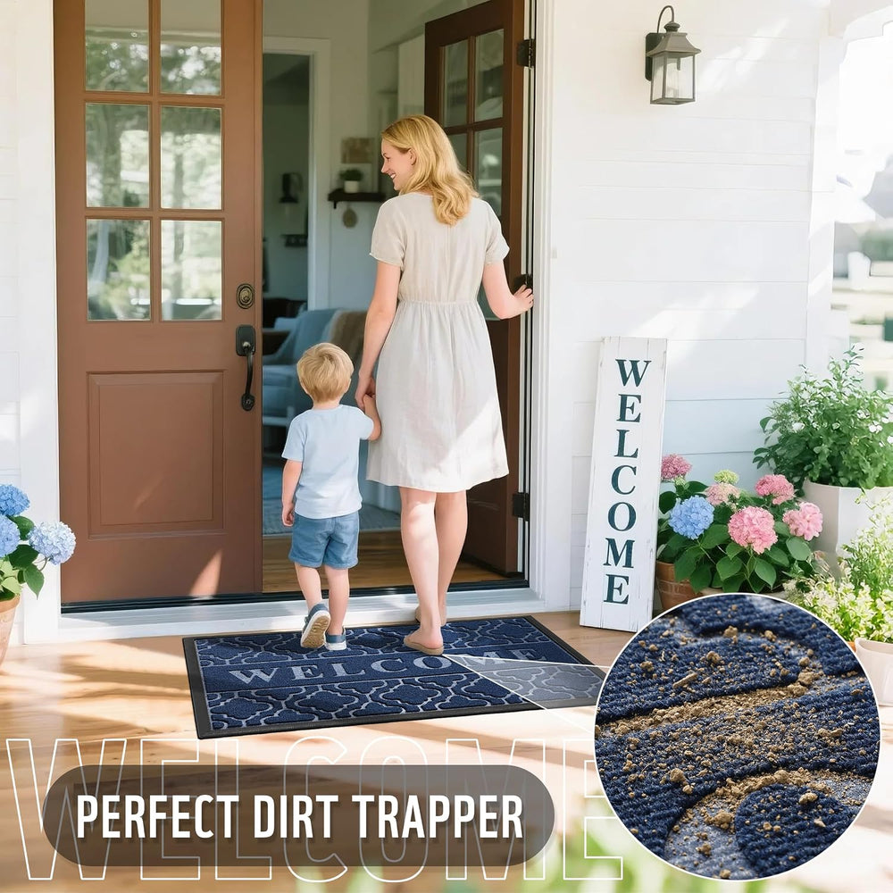 Yimobra Large Welcome Door Mat, 36 x 24 in, Blue