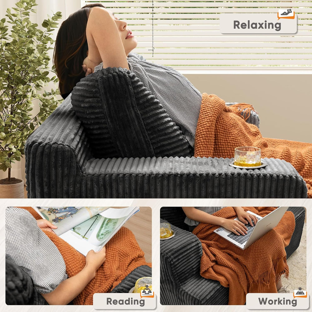 Homall Oversized Chaise Lounge Chair, Cloud Couch with Fluffy Upholstered, De...