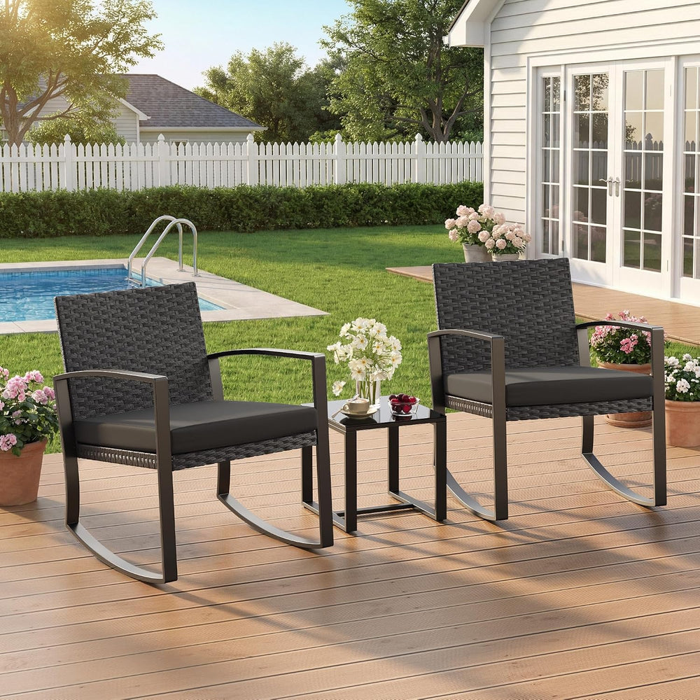 Qsun 3 Pieces Patio Furniture Set Rocking Bistro Set, Outdoor Patio Furniture...