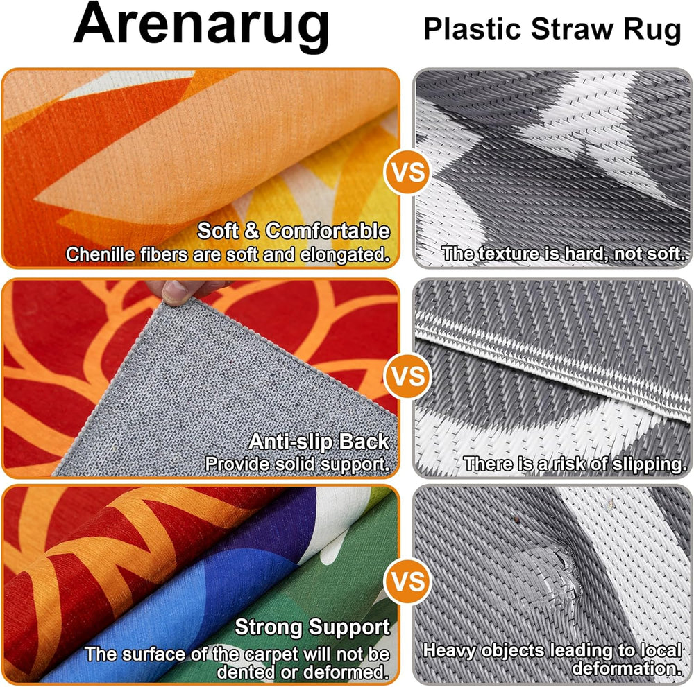 Arenarug Outdoor Rug Waterproof, Washable Patio Rug for Deck, 4x6, Colorful