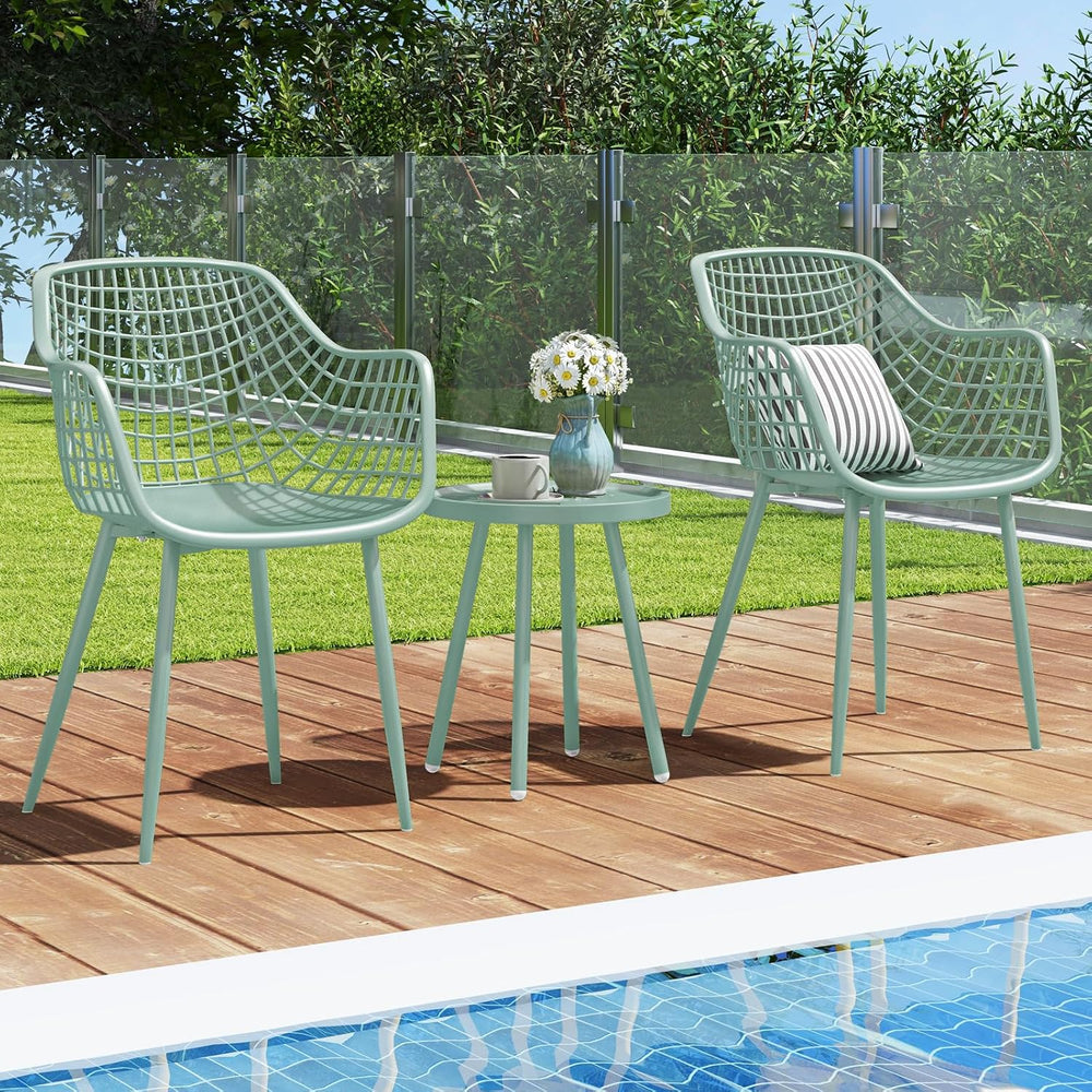 Tangkula 3 Piece Patio Bistro Set, All Weather Heavy Duty Table and Chairs Se...