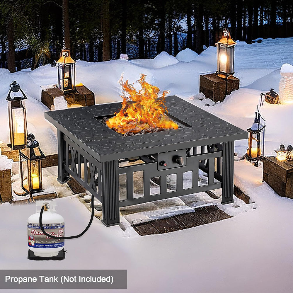 VECELO Propane Fire Pit, 30 Inch Outdoor Gas Fire Table, Square Firepit