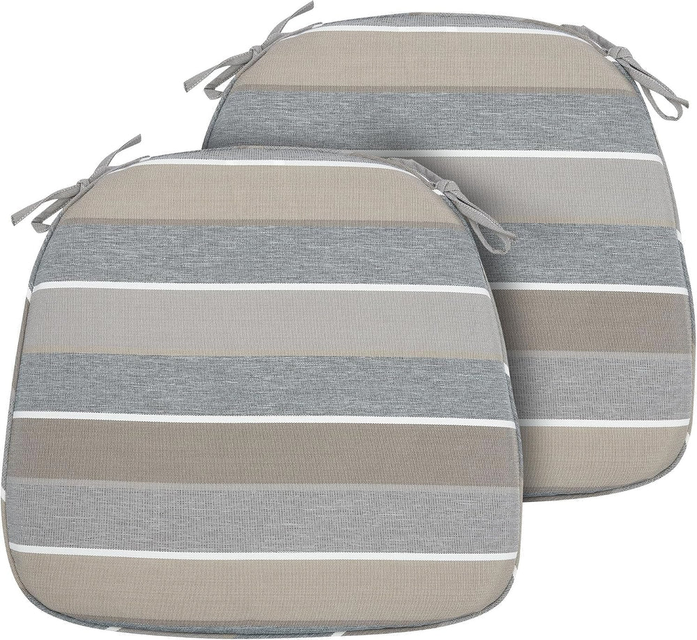 FUNHOME Indoor/Outdoor Chair Cushions Set of 2, 17x16x2Inch-Grey Stripe