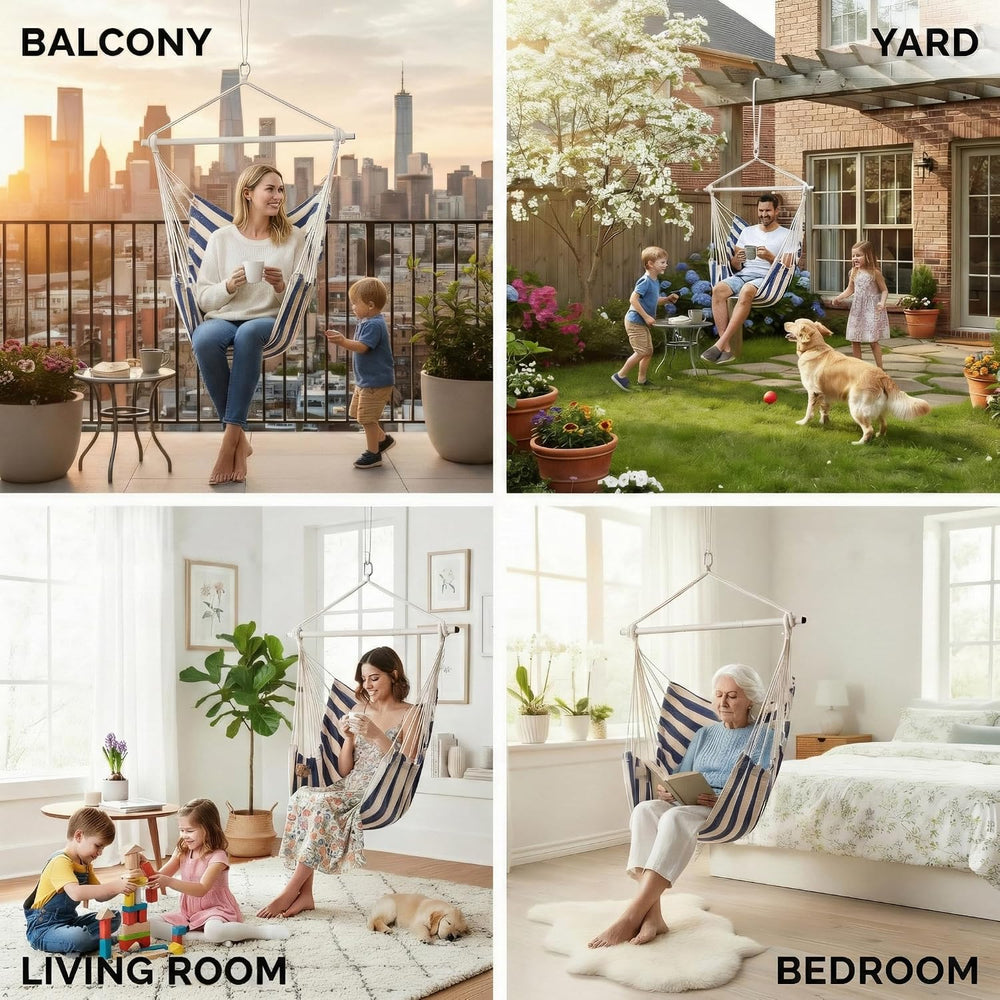 ADVOKAIR Hammock Chair Swing 500lbs Steel Bar Multi-Size Bedroom&Porch
