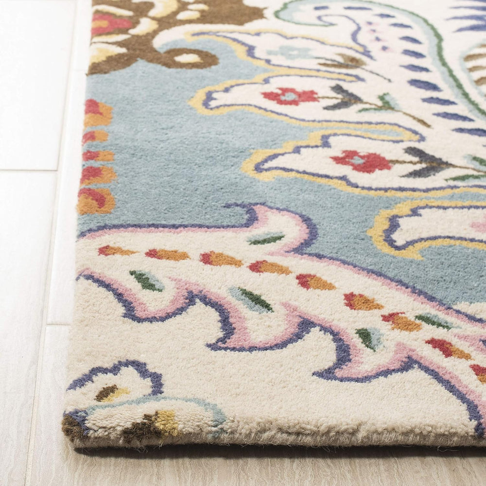 SAFAVIEH Area Rug 8x10 - Bella Collection - Large - Ivory & Teal, Handmad...