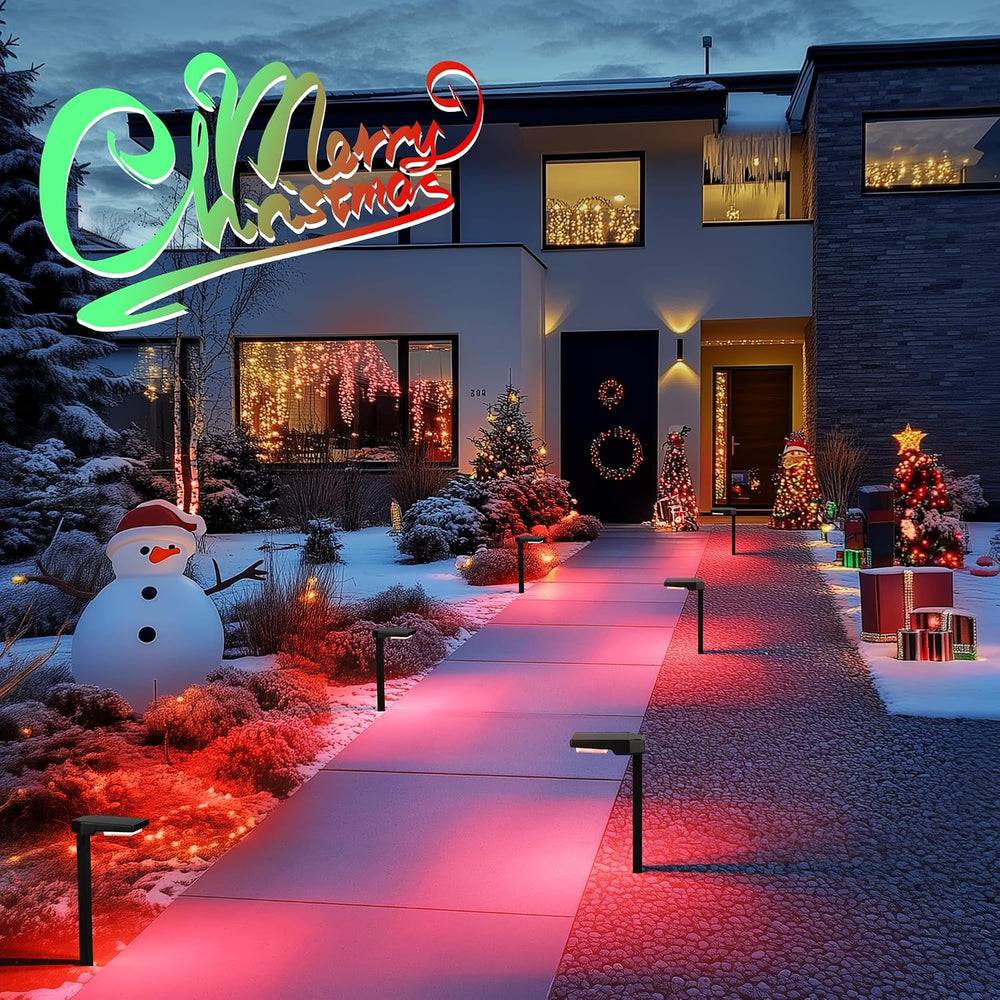 AUDERWIN Solar Pathway Lights Outdoor, Smart Color Changing 9-in-1 Modes