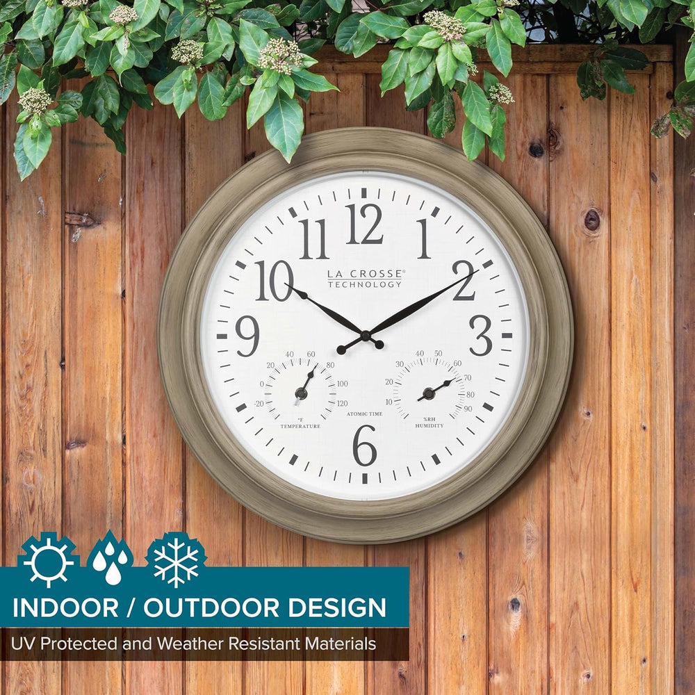 La Crosse Technology 404-18027-INT 18-inch Indoor/Outdoor Tan Atomic Analog W...