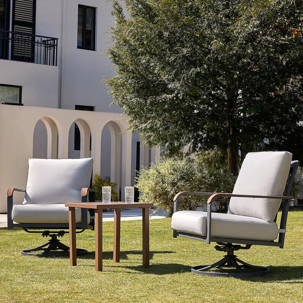 NATURAL EXPRESSIONS Patio Swivel Chairs Set of 2,Outdoor Rocker Chairs Set wi...