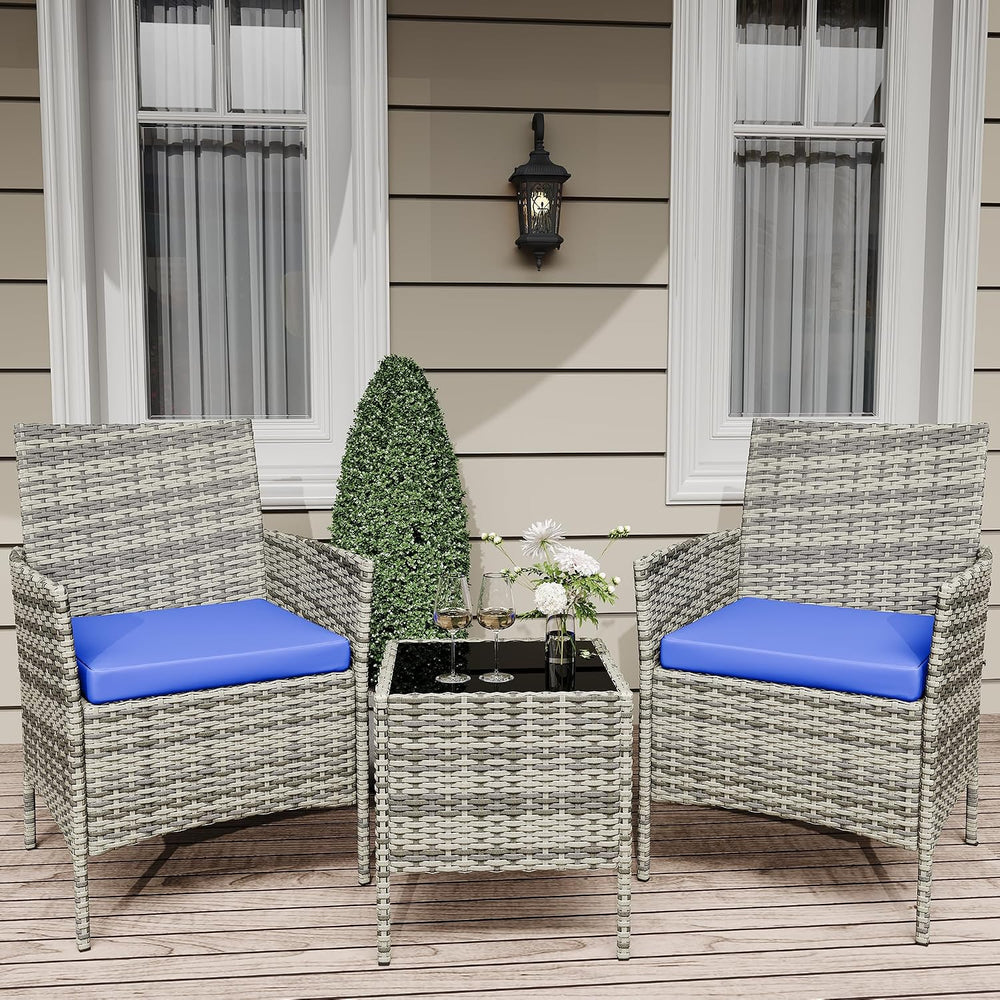 GarveeLife 3-Piece Patio Furniture Set, Rattan Outdoor Furniture with 2 Chair...