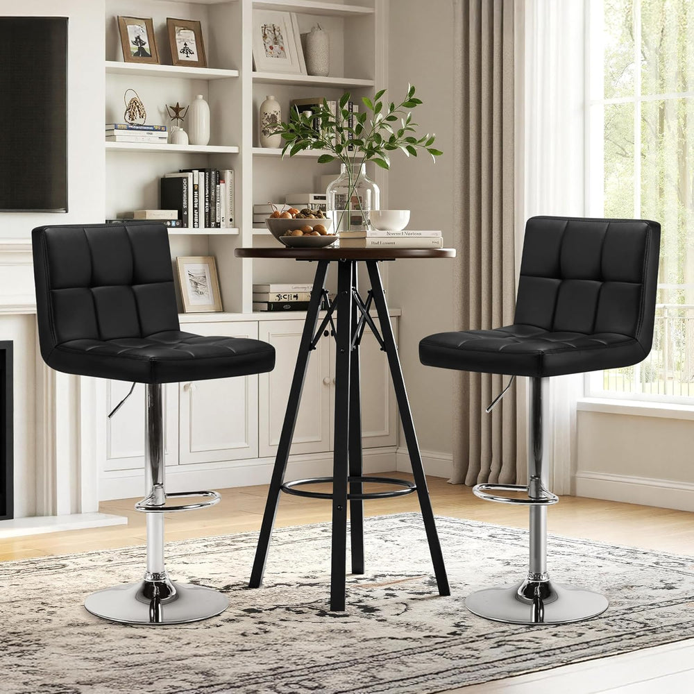 Yaheetech Bar Stools Set of 2 Adjustable Counter Height Barstools Black
