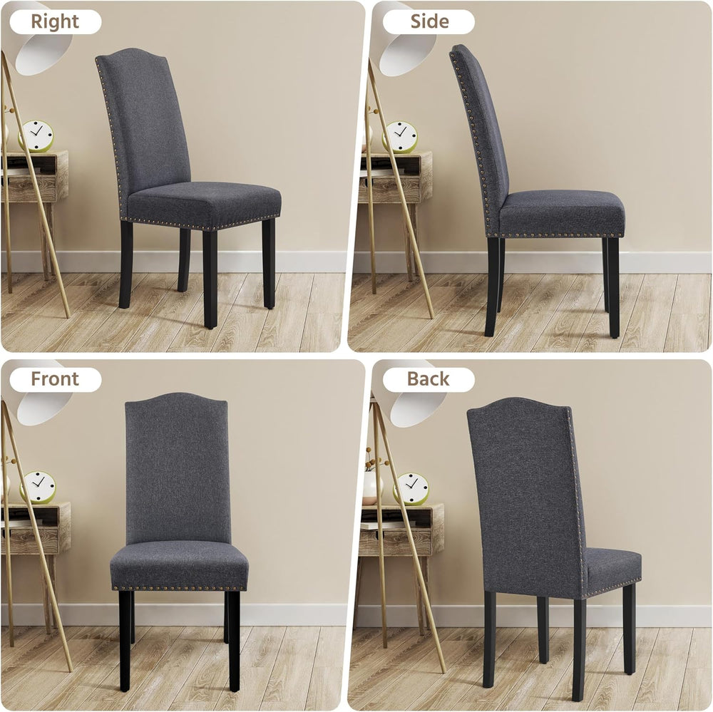 Yaheetech Dining Chairs Set of 2 High Back Parson Chairs Dark Gray