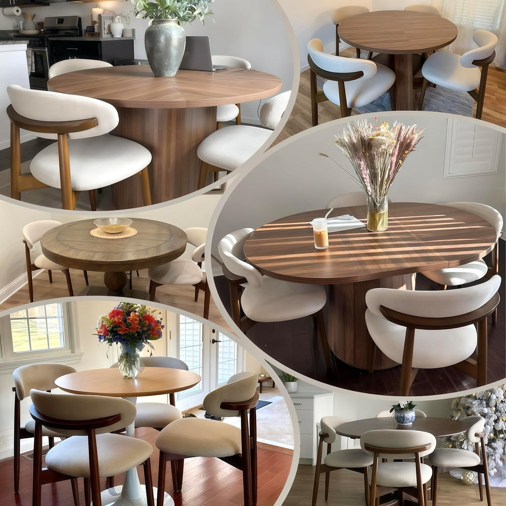 COLAMY Wooden Dining Chairs Set of 4, Modern Fabric Upholstered Kitchen Side ...