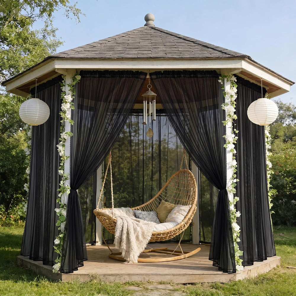 Jilron Outdoor Curtains Weighted, Outdoor Sheer Curtains & Lightweight Pr...