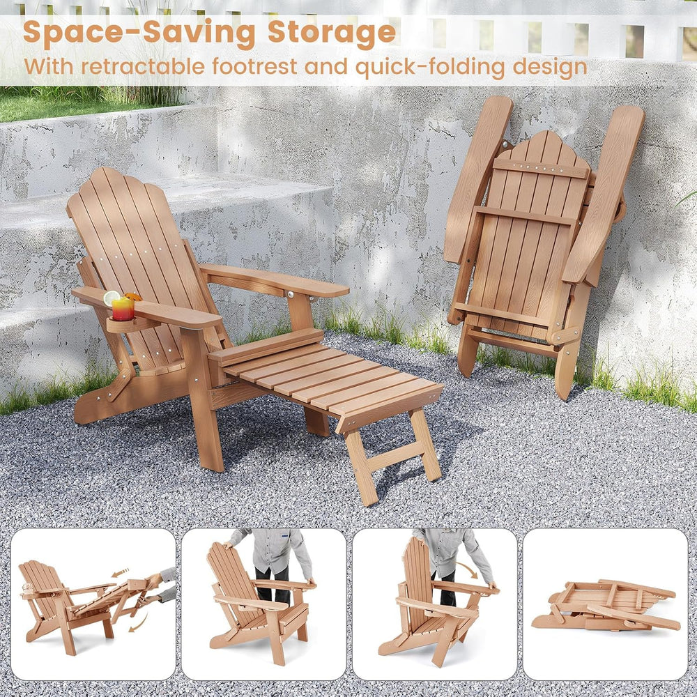 ORALNER Set of 4 Folding Adirondack Chairs with Adjustable Backrest, Retracta...