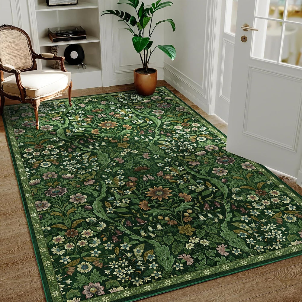 3x5 Floral Area Rug Soft Low Pile Boho Carpet for Living Room