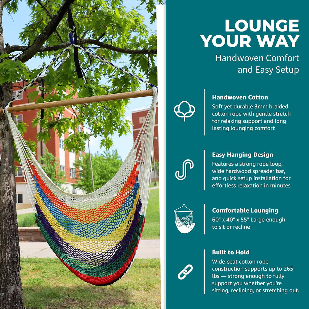 Bliss Hammocks Tahiti Hammock Chair with Spreader Bar, Multicolor