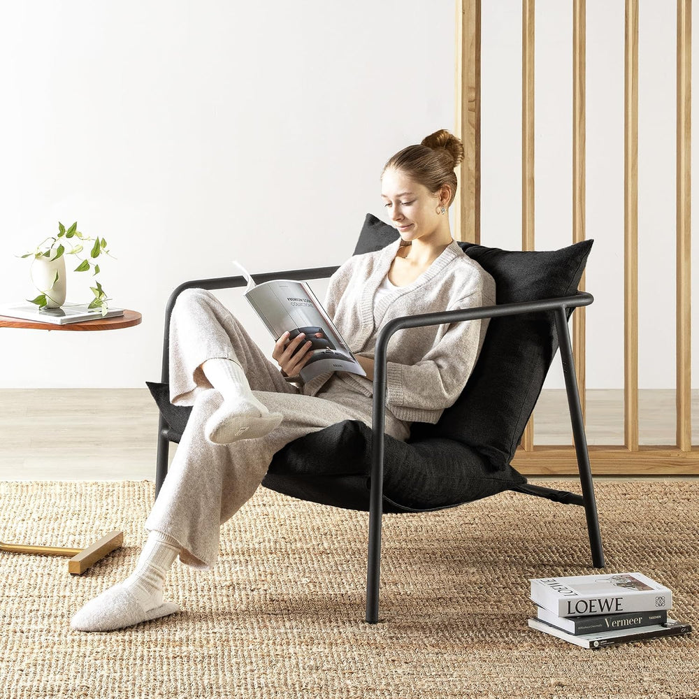 Mellow Wyn Sling Accent Chair with Arms/Casual Home Metal Framed Armchair wit...