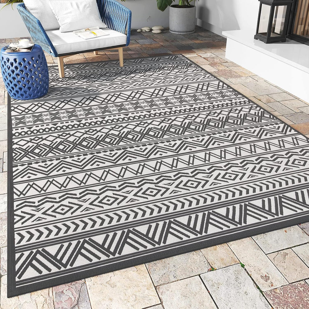 Outdoor Rug Carpet 9x12 ft, Flatweave Textured Outdoor Patio Rug Non Slip Ind...