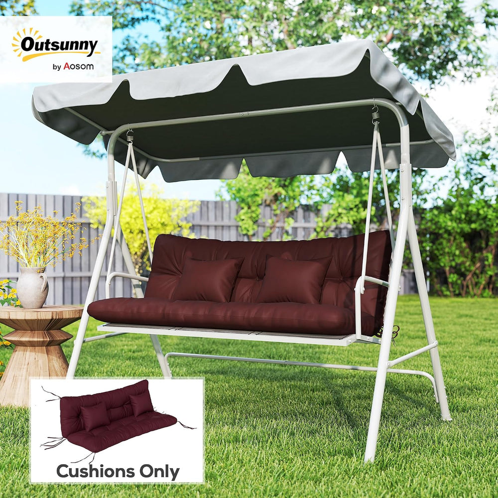 Outsunny 59" Tufted Bench Cushions & Throw Pillows 4 Piece Wine Red