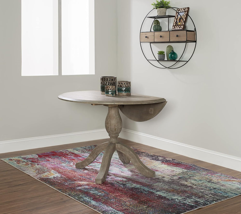 Linon Home Decor Mauro Antique Rustic Brown Drop Leaf Small Dining Table with...