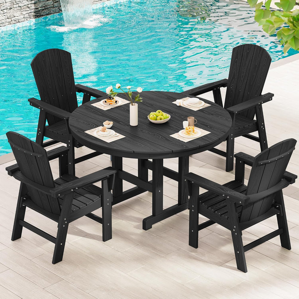 SERWALL Outdoor Adirondack Dining Chair Set of 2, All Weather HDPE, Black