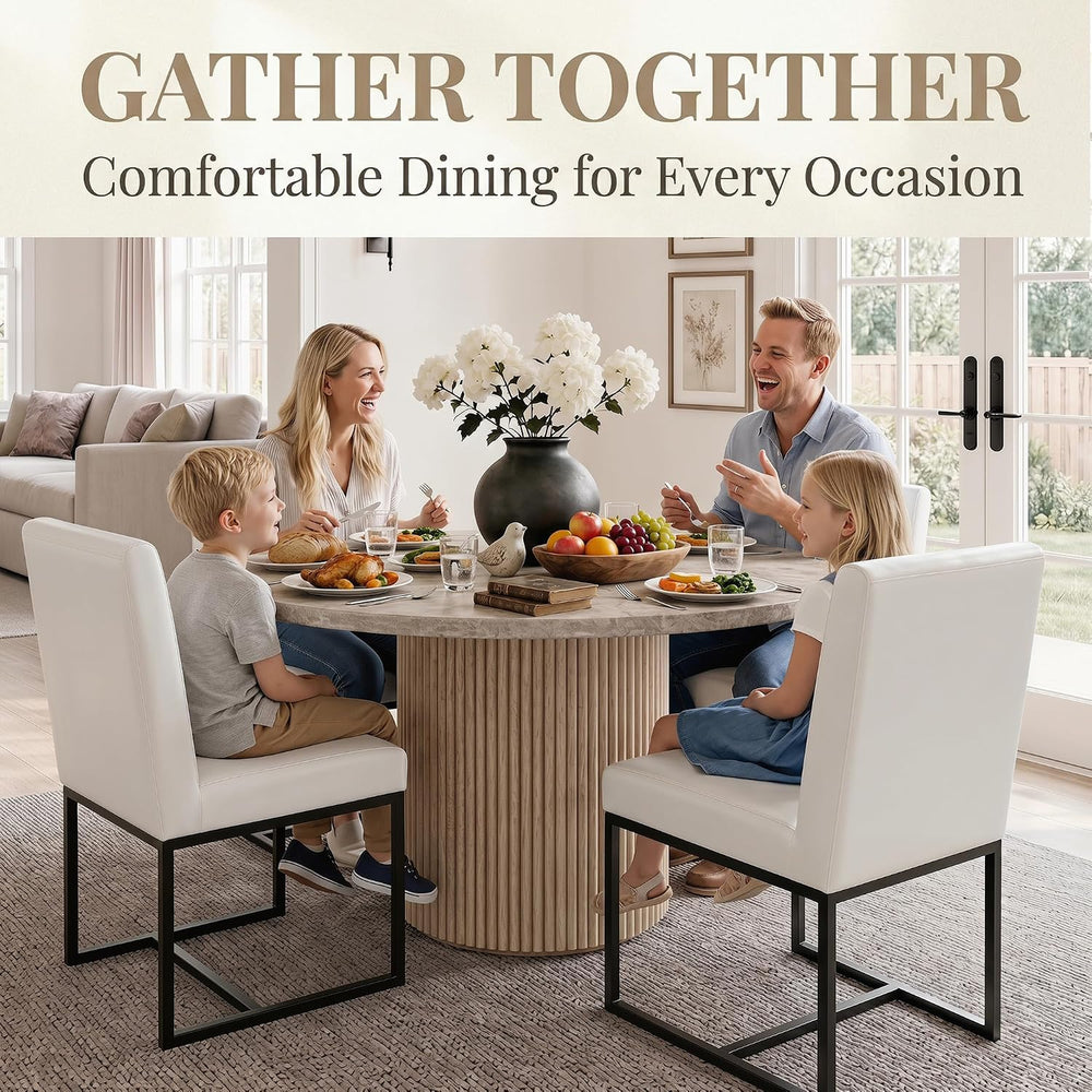 HNY Modern Dining Chairs Set of 6, Upholstered Leather Dining Room Chairs wit...