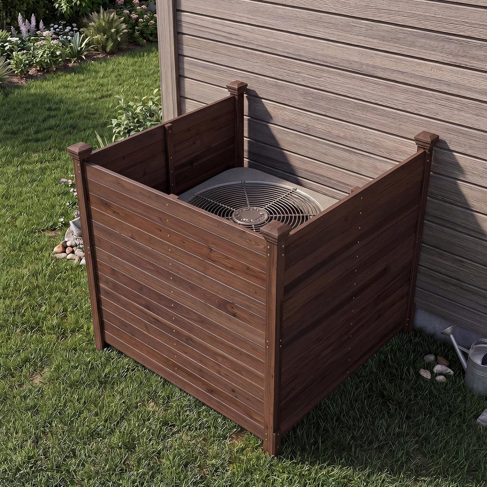 Giantex 3 Panels Wooden Privacy Fence with Stakes, 47" W x 45.5" H,...