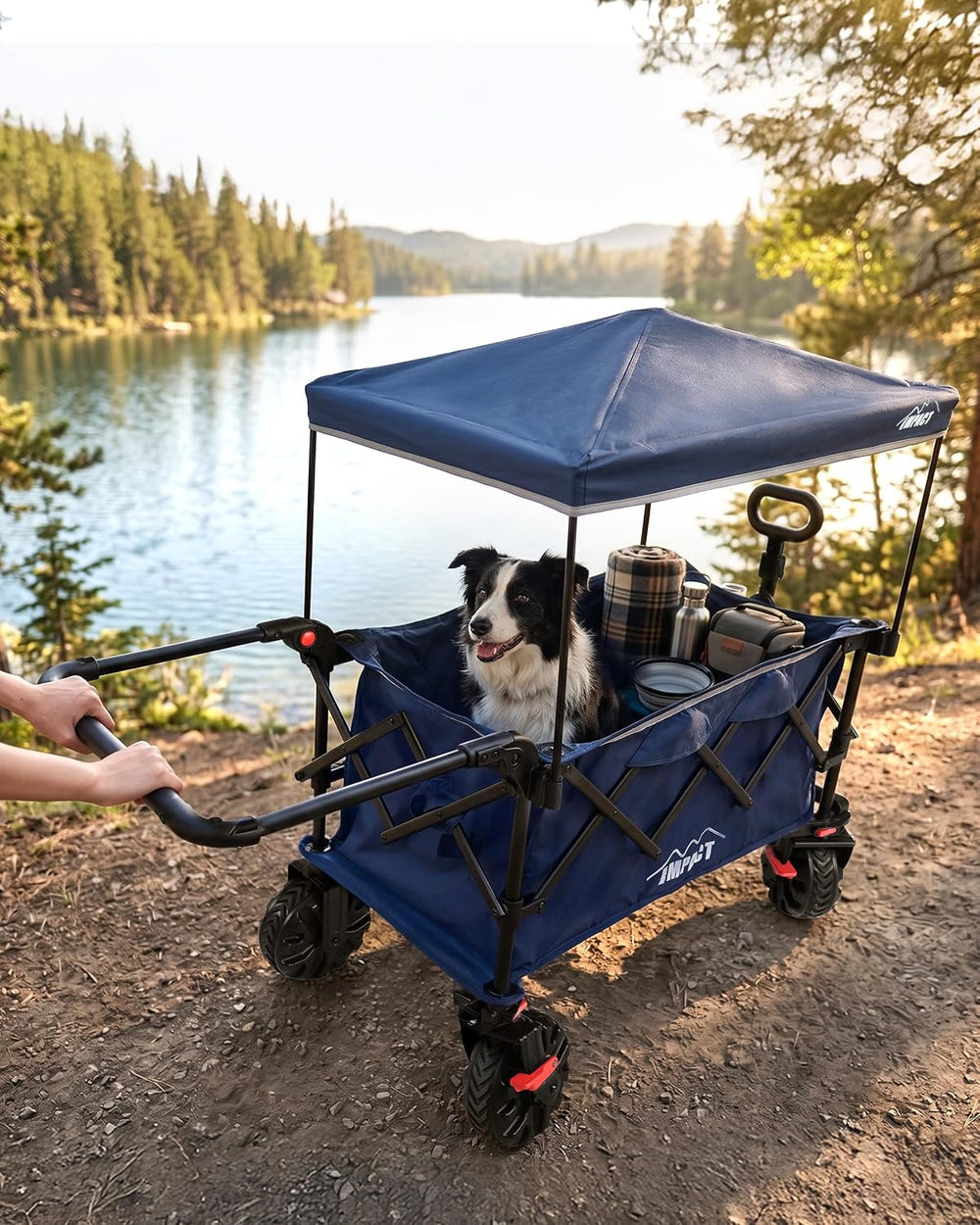 Foldable Push Wagon with Canopy, 200L Portable Folding Utility Pull Cart