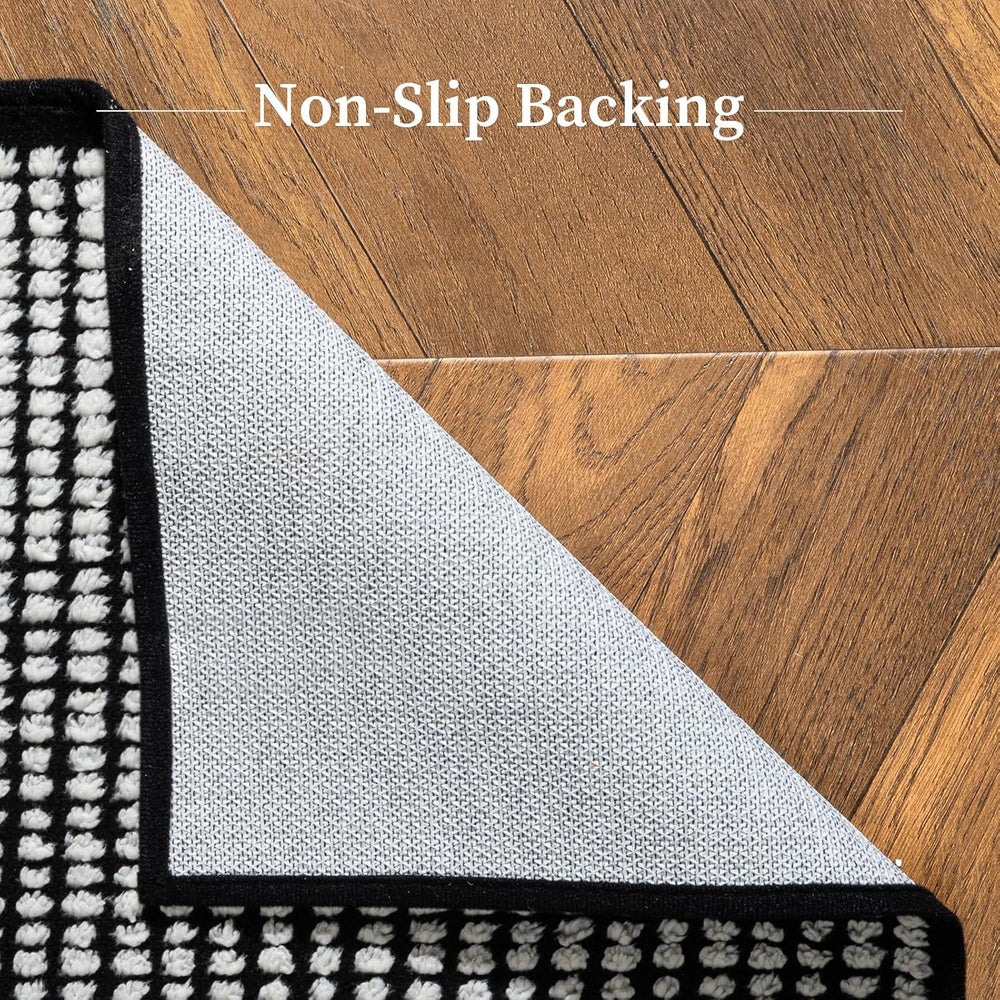 YIHOUSE 8x10 Large Black and White Area Rug, Washable Living Room Carpet